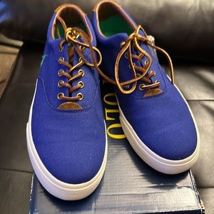 Polo Ralph Lauren Vaughn SK VLC Foster Blue Canvas/Suede Shoes Men's Size 11.5